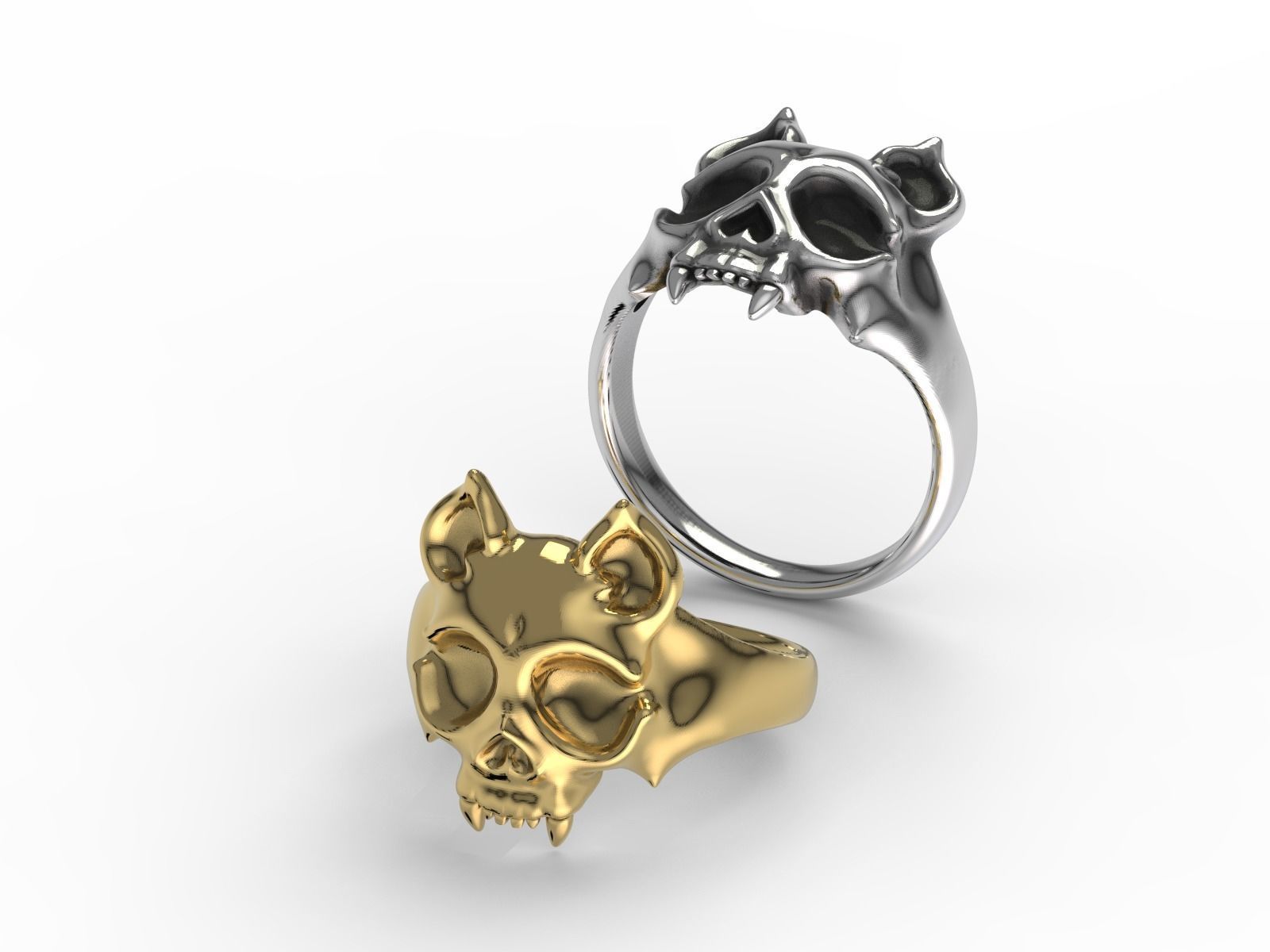 Cat Skull Ring 3D print model_2