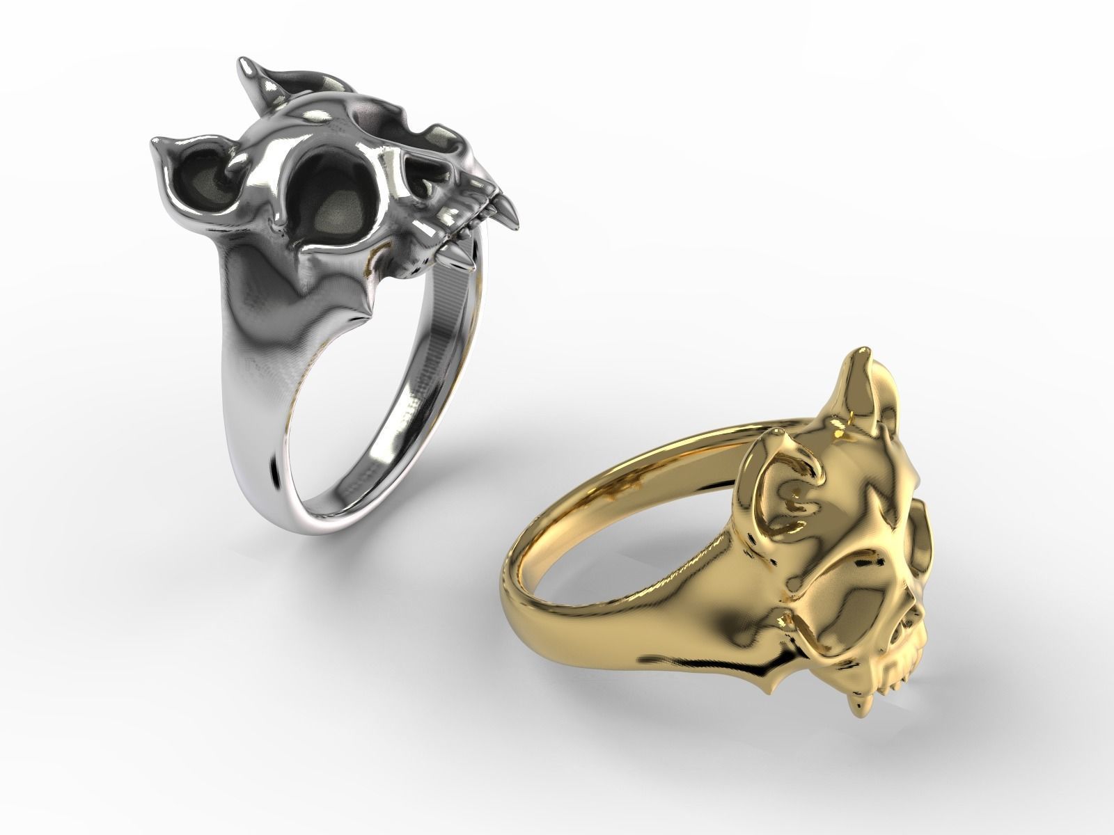 Cat Skull Ring 3D print model_7