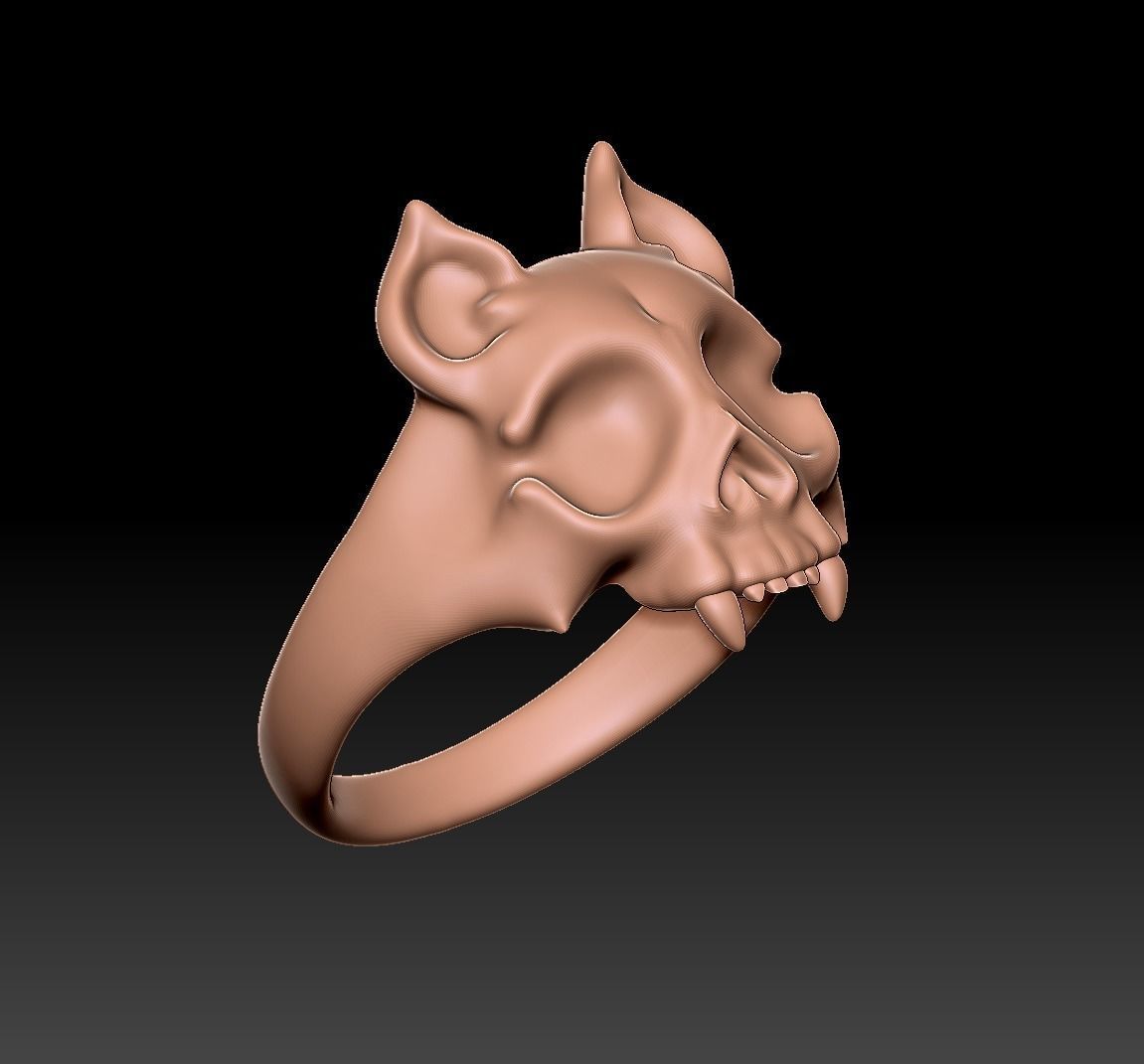 Cat Skull Ring 3D print model_11