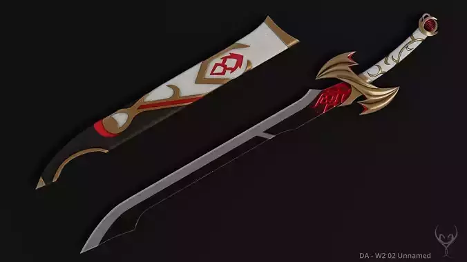 DA W2 02 Unnamed - Falchion Low-poly 3D model
