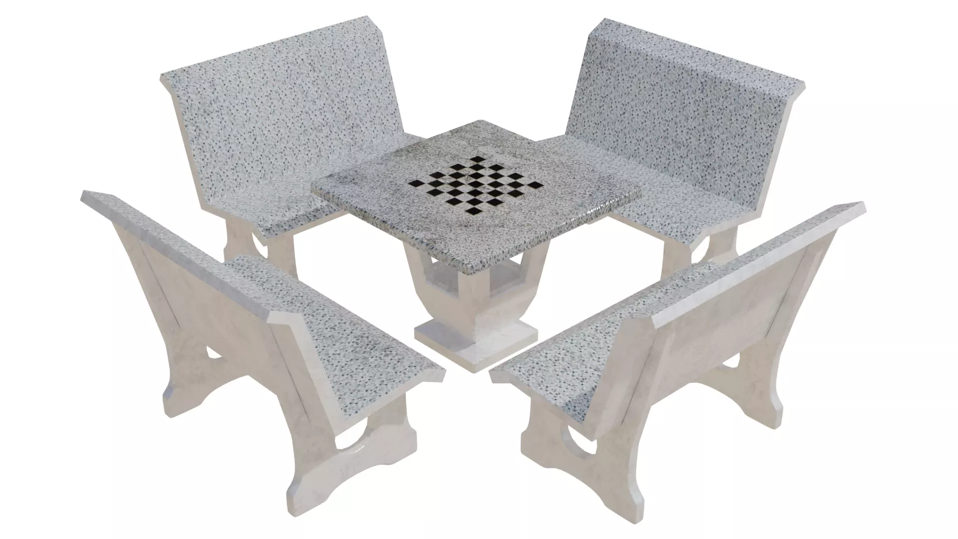 Terrazzo Bench set 3D model_0