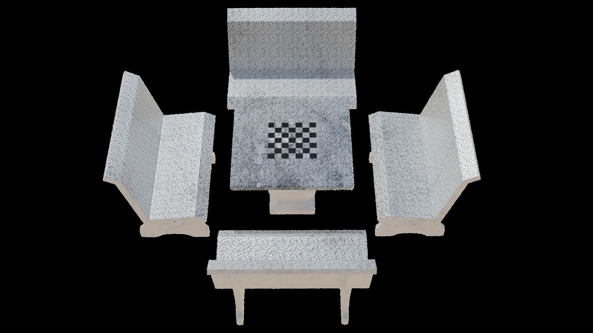 Terrazzo Bench set 3D model_6