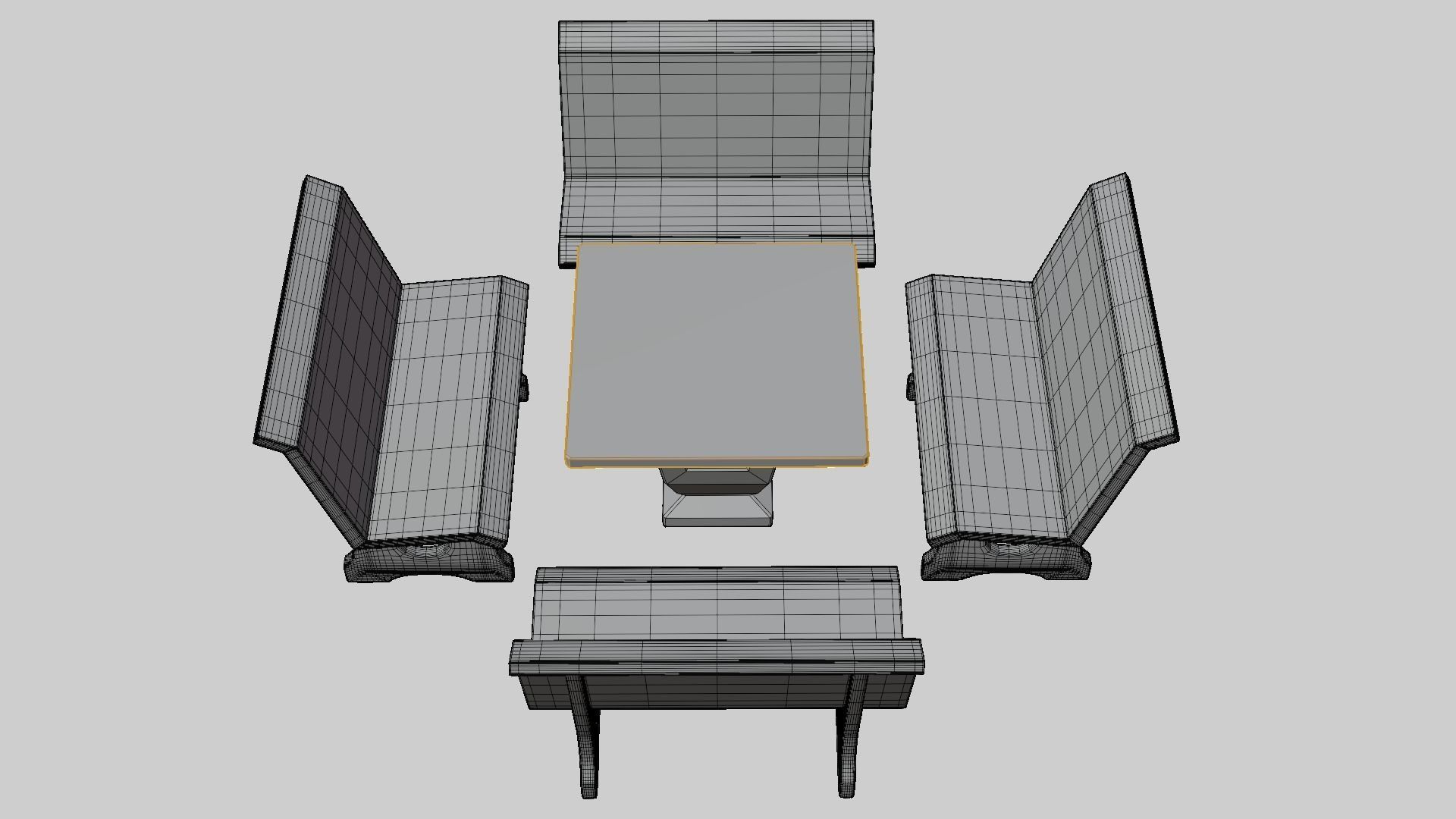 Terrazzo Bench set 3D model_8