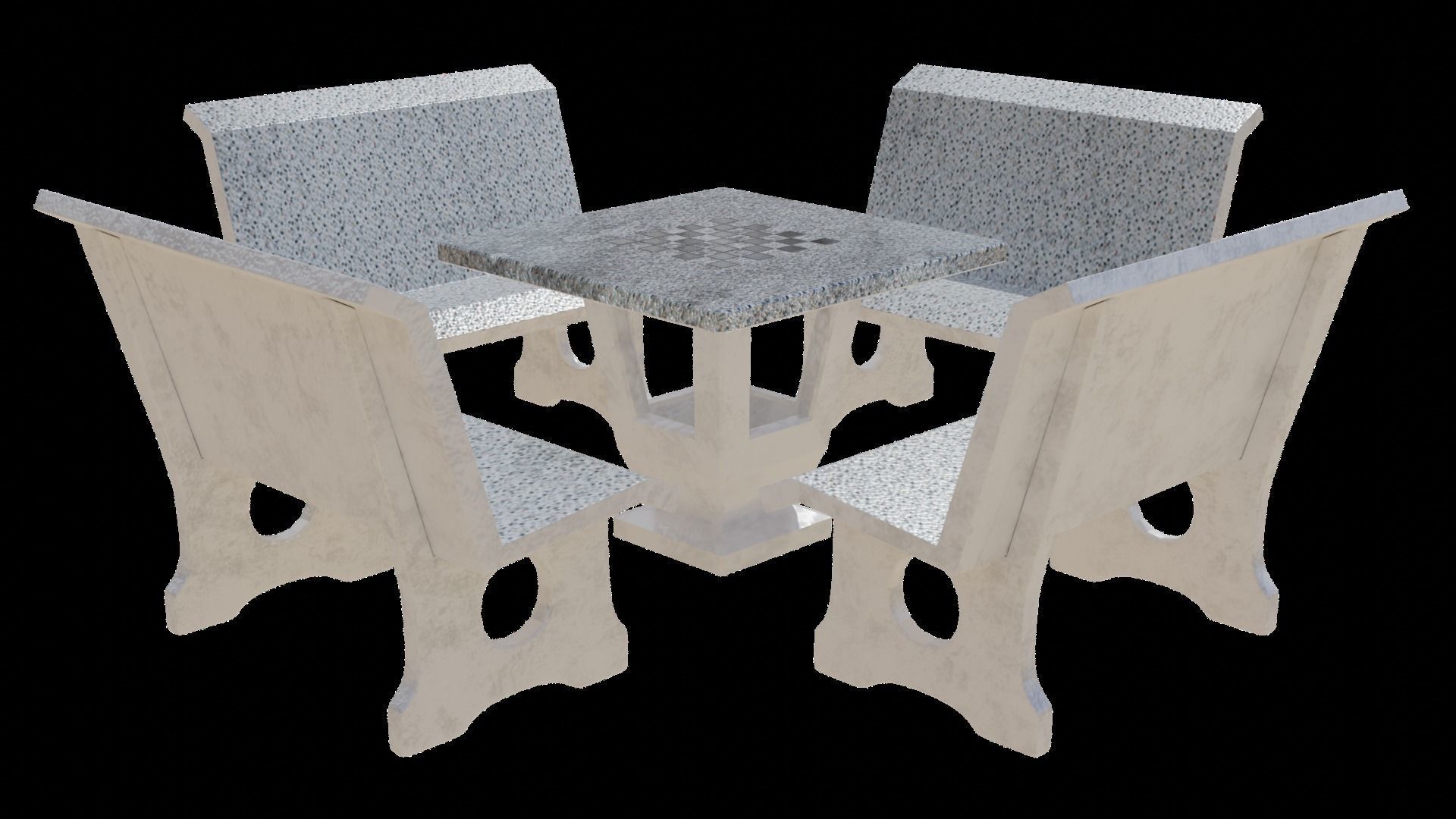 Terrazzo Bench set 3D model_3