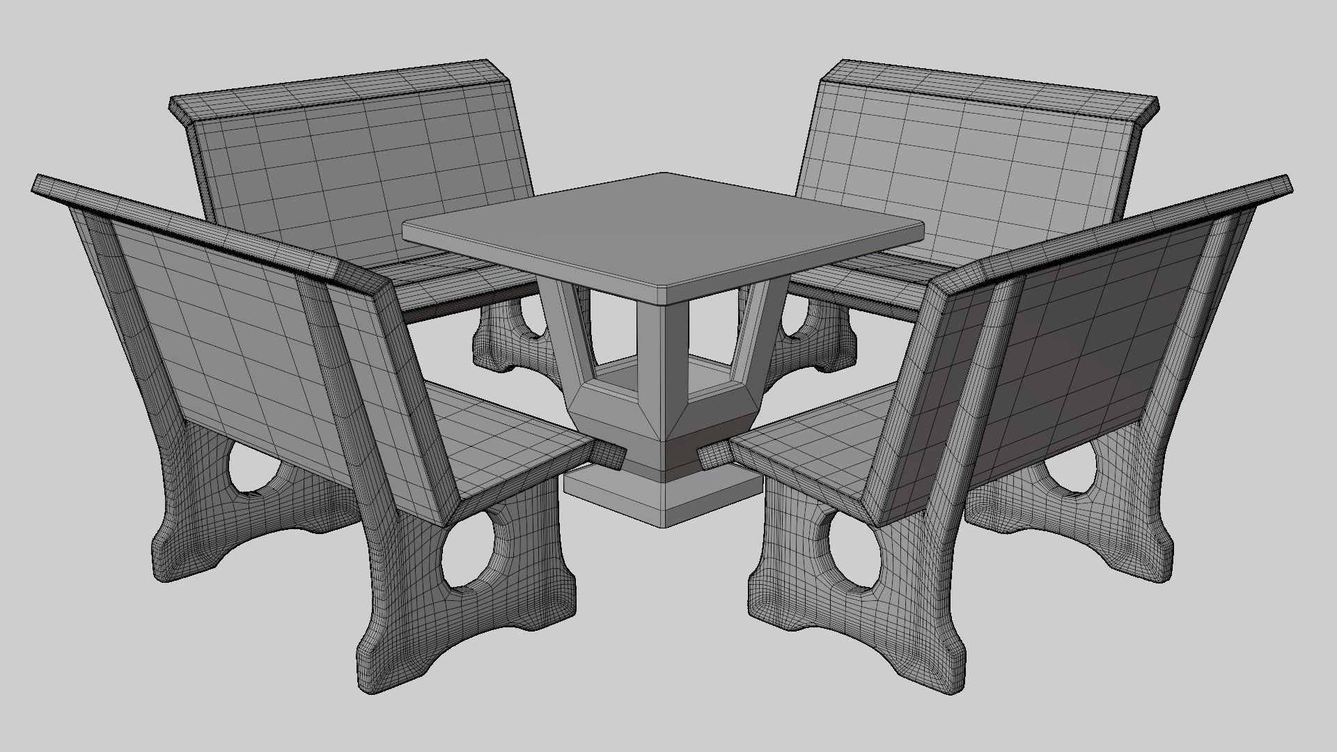 Terrazzo Bench set 3D model_5
