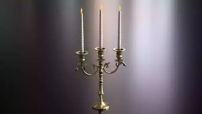 Candle Holder with Candles Low-poly 3D model