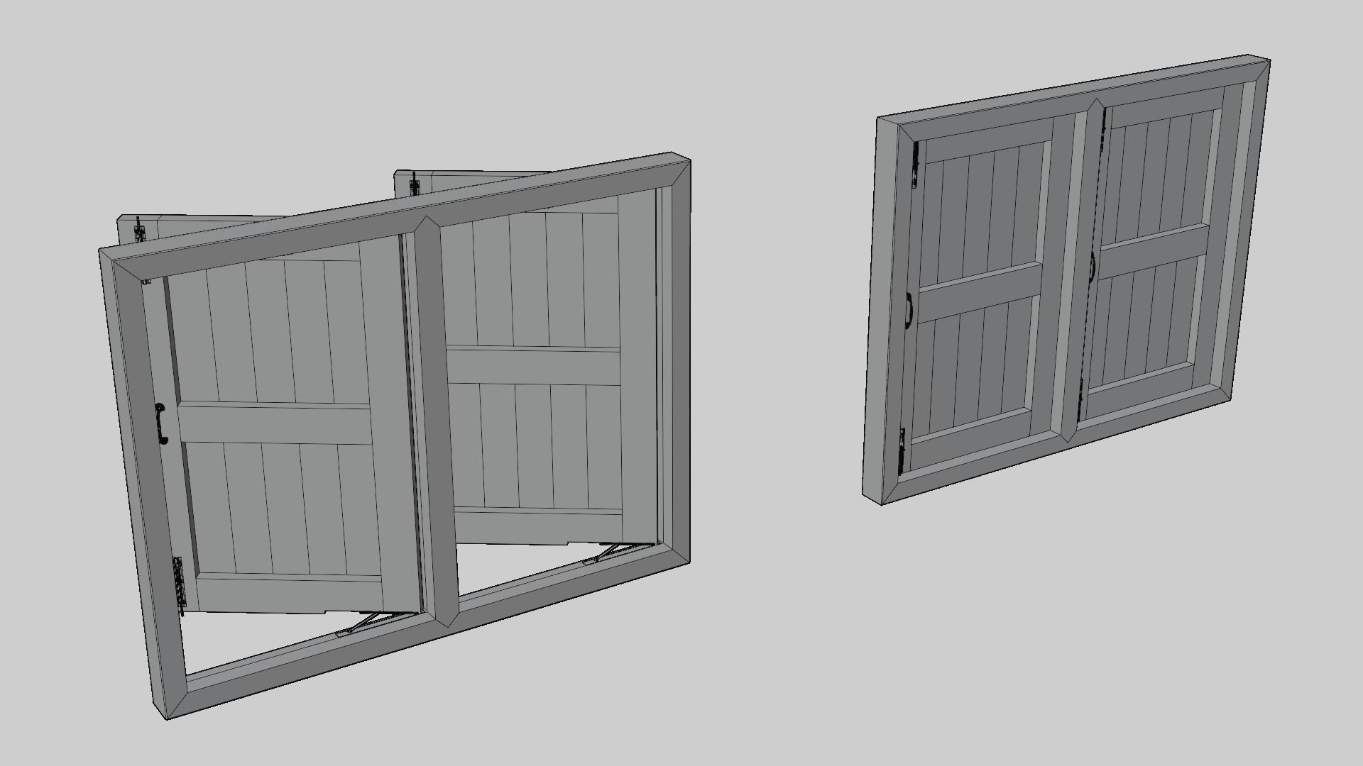 Wood Windows 3D model_2