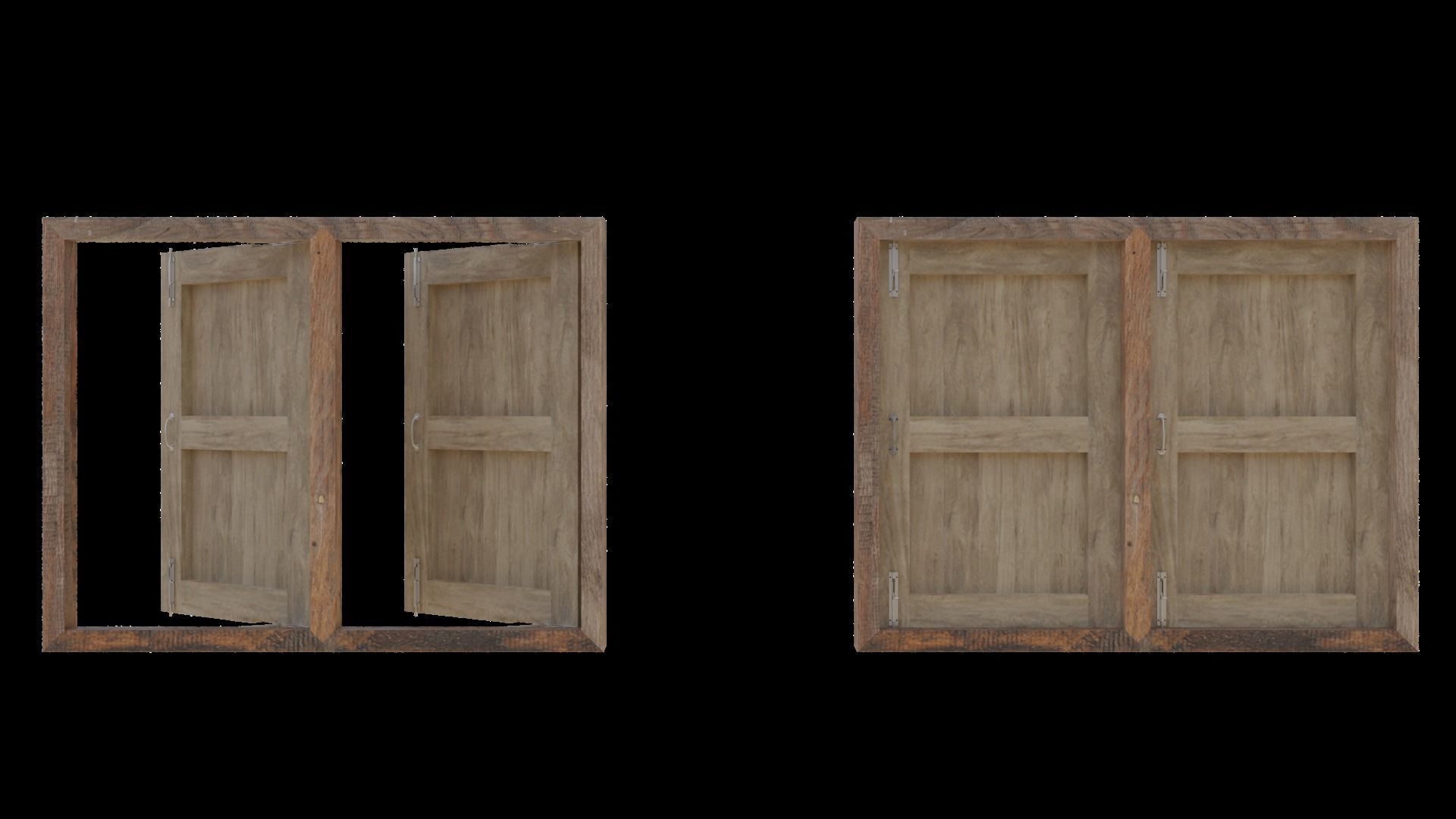 Wood Windows 3D model_3