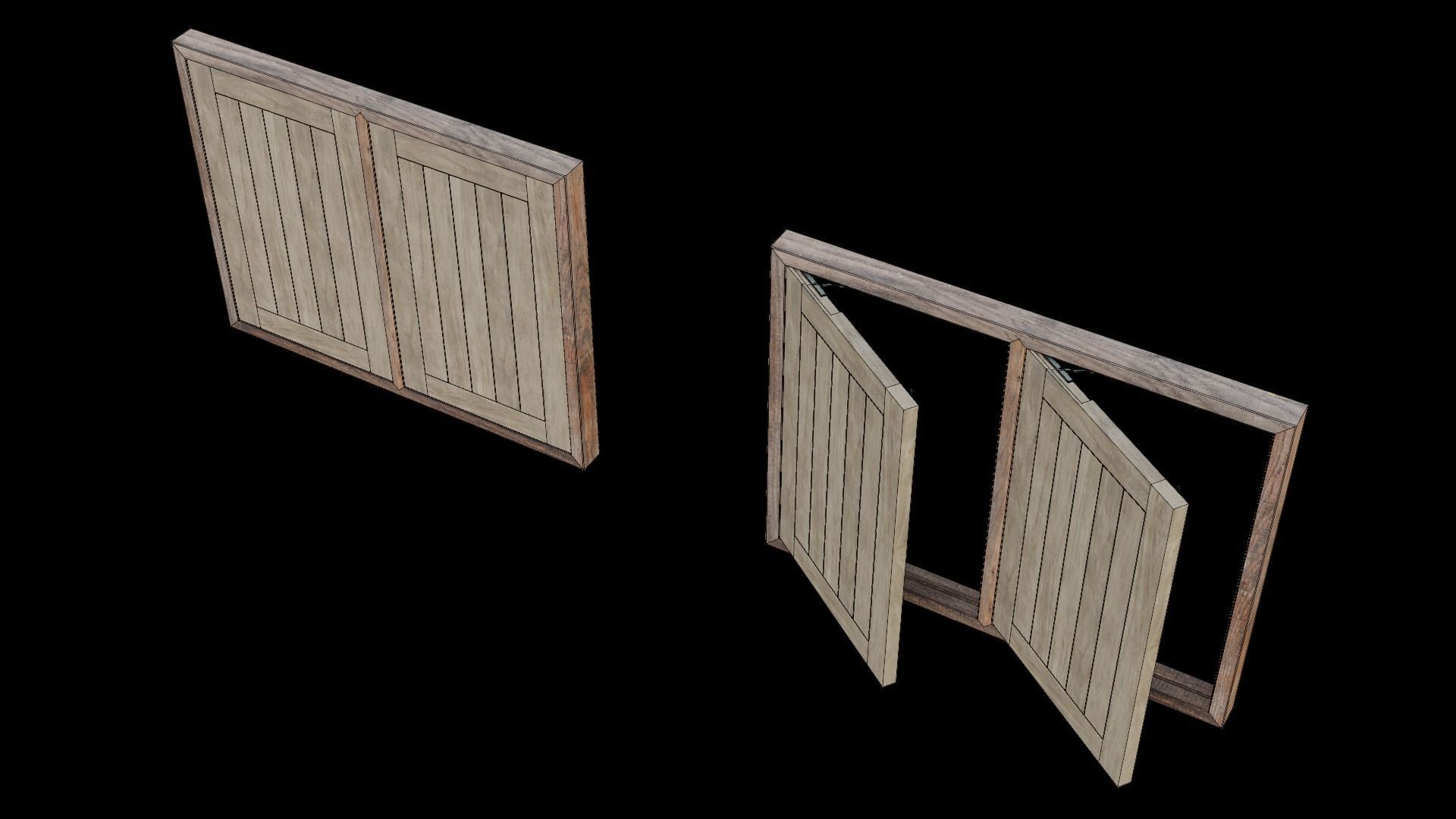 Wood Windows 3D model_7