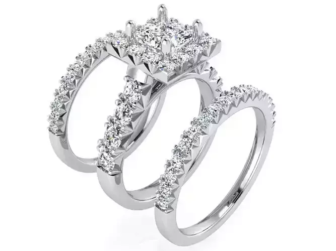 Fine 2-Band diamond ring 2771 3D print model 
