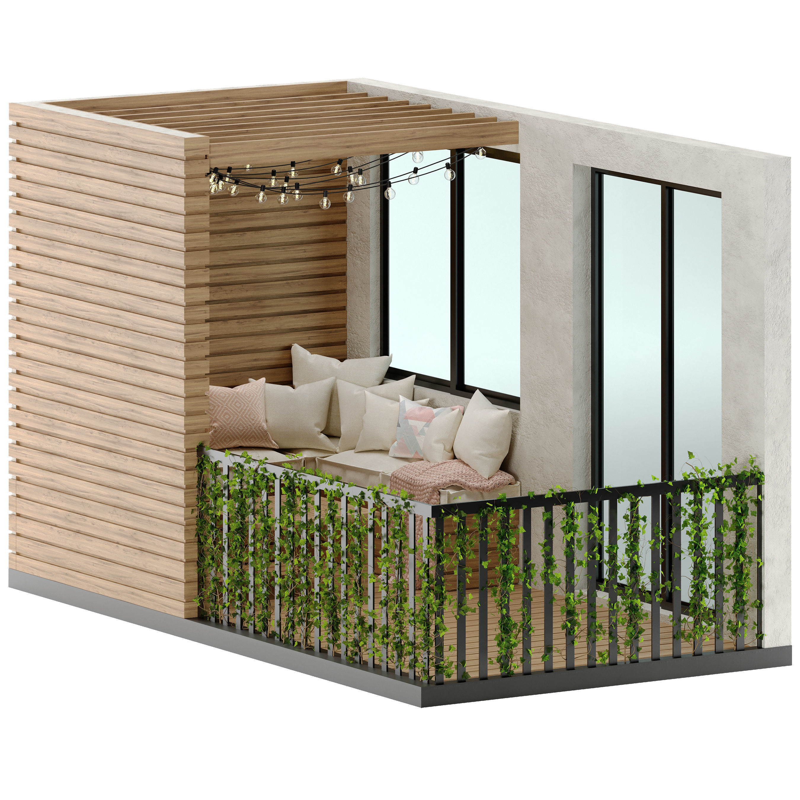 Scandinavian Balcony Set 01 3D model_1