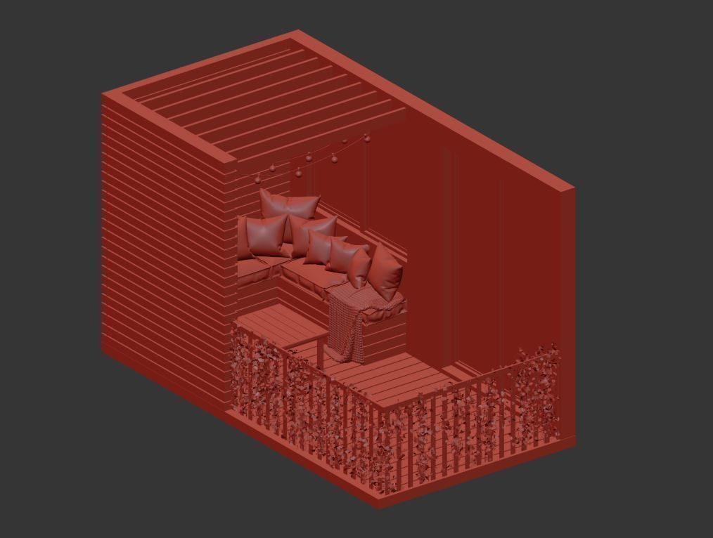 Scandinavian Balcony Set 01 3D model_11