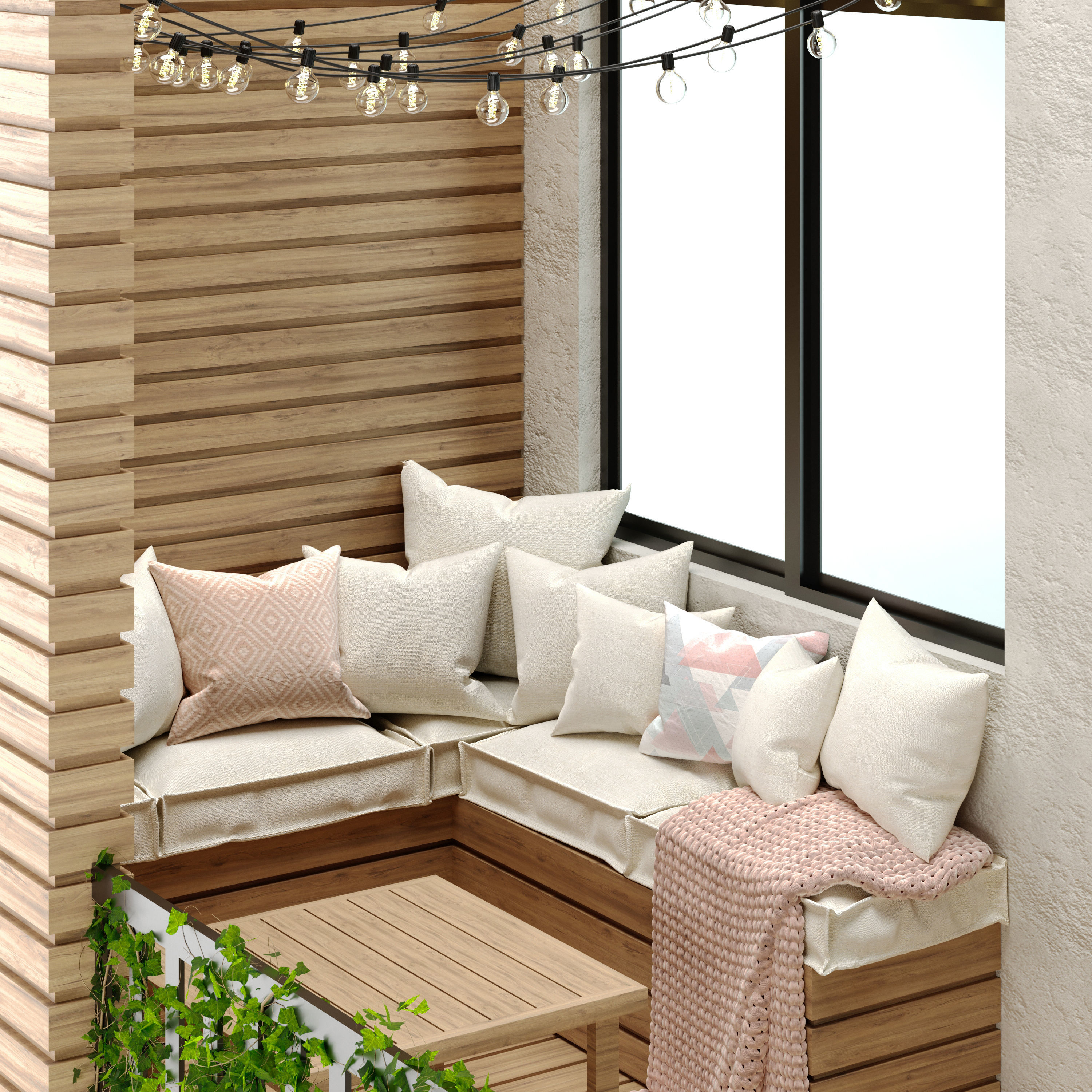 Scandinavian Balcony Set 01 3D model_5