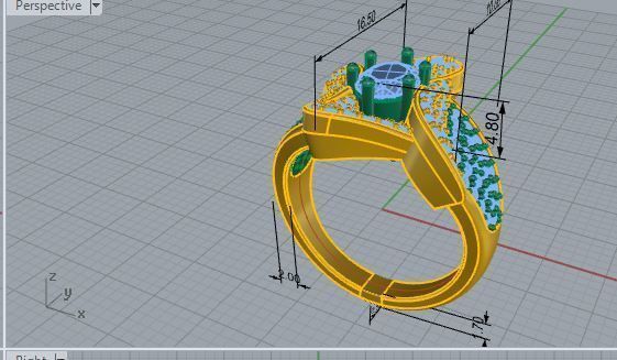 Ring with small Diamond stones 2772 3D print model 3D print model_7