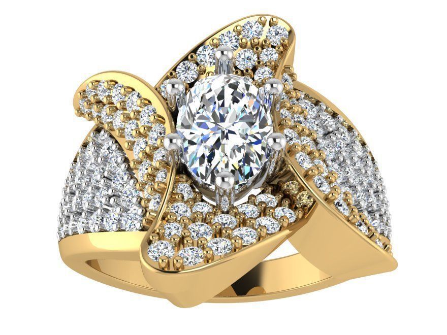 Ring with small Diamond stones 2772 3D print model 3D print model_1