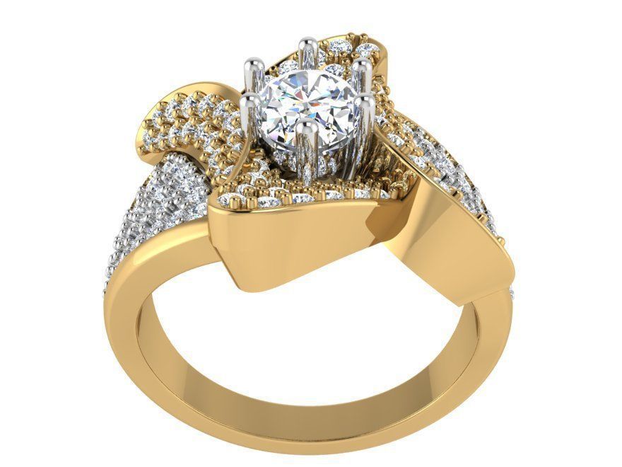 Ring with small Diamond stones 2772 3D print model 3D print model_2