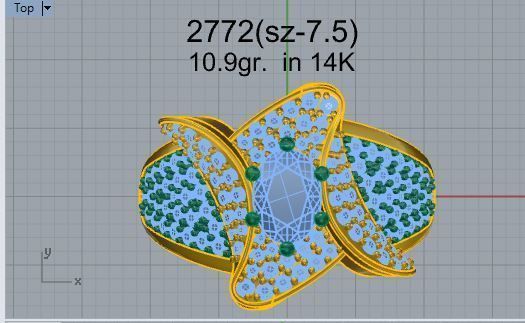 Ring with small Diamond stones 2772 3D print model 3D print model_4