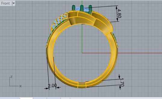 Ring with small Diamond stones 2772 3D print model 3D print model_5