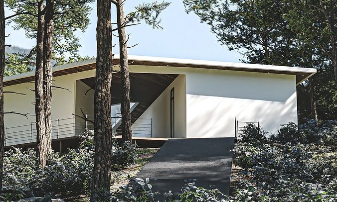 Mountain  Villa House Low-poly 3D model 7