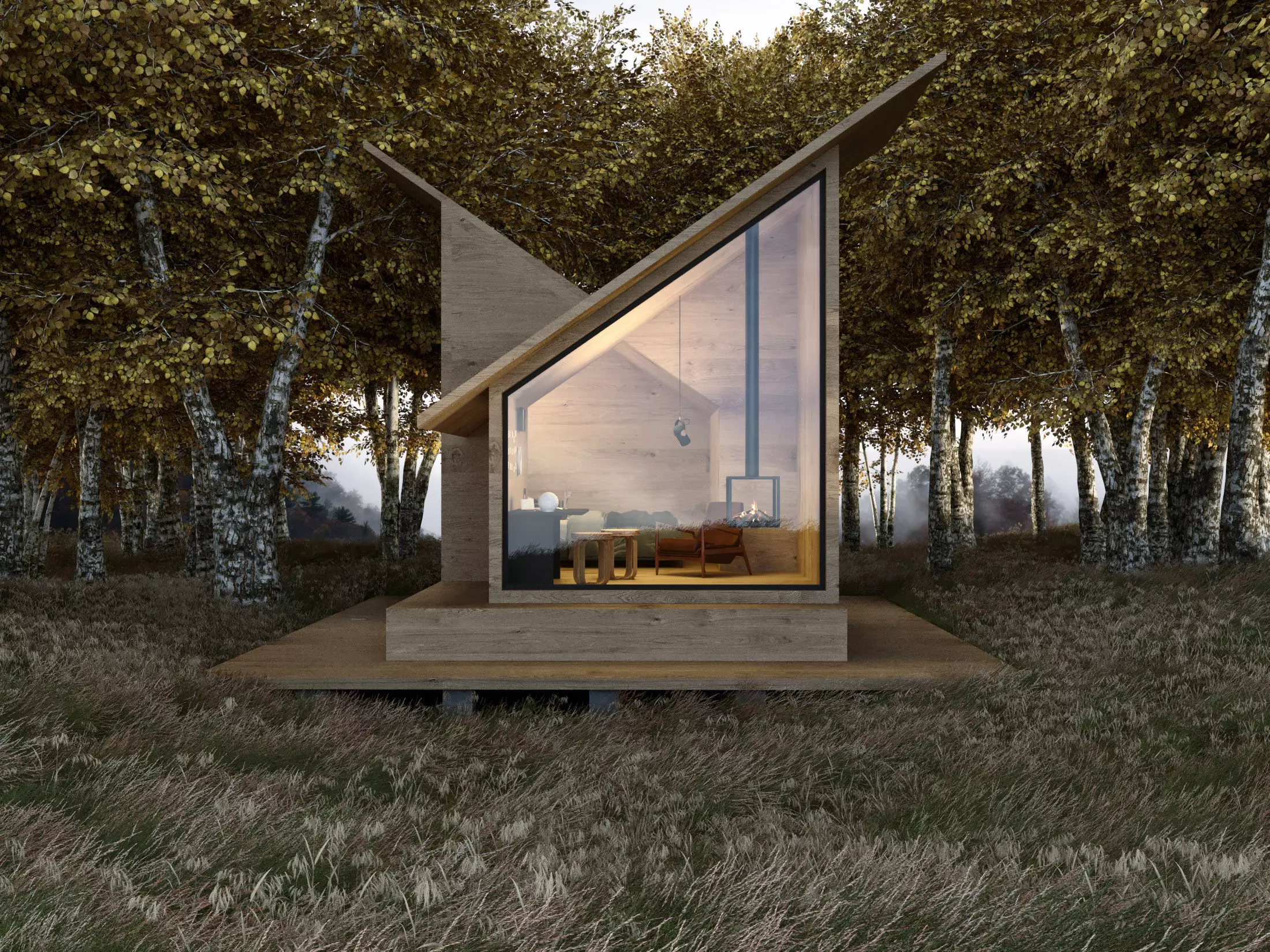 Cliff House Forest House in 3D model