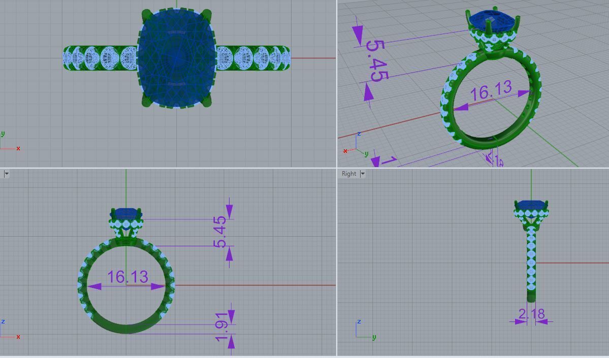 ring diamod 5861 3D print model_2
