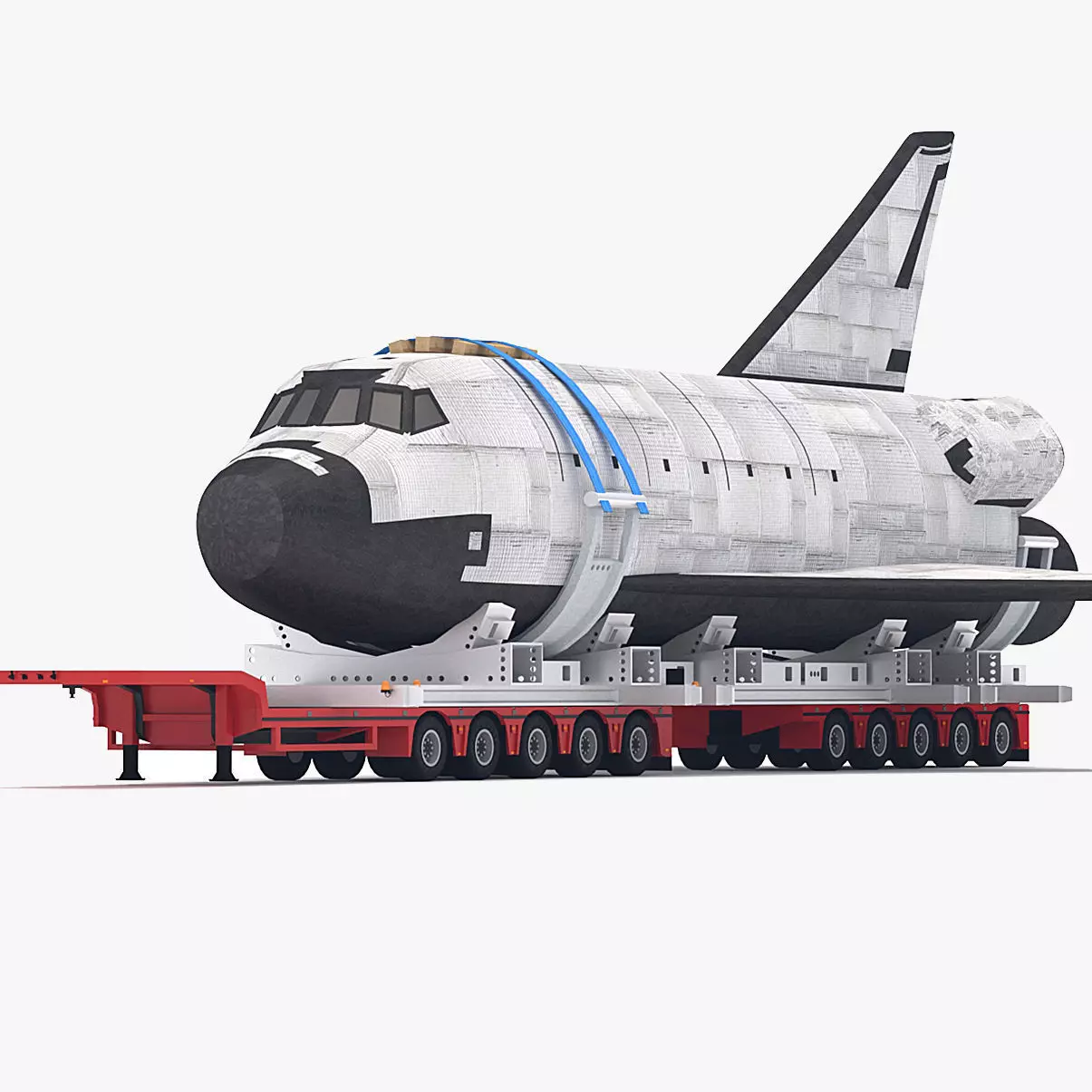Lowboy Trailer with Space Shuttle 3D model