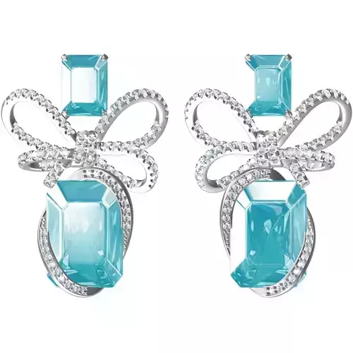 Beautiful Aquamarine Bow Earring