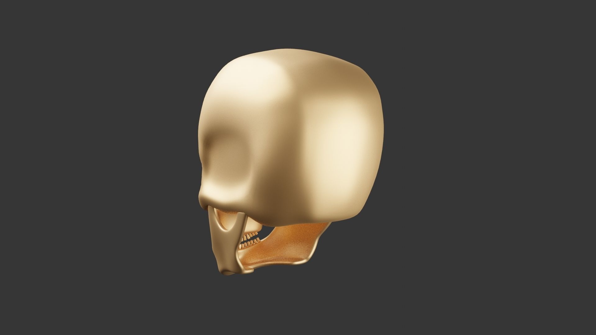 Skull 3D Model gold 3D print model_3