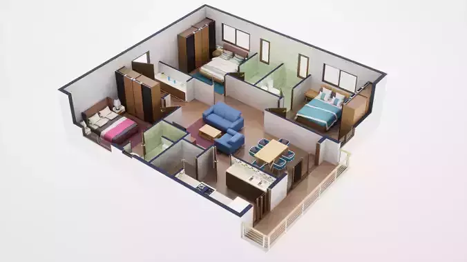 3D Floor Plan Model 57