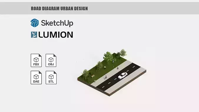 Road Diagram Urban Design animated 3D model