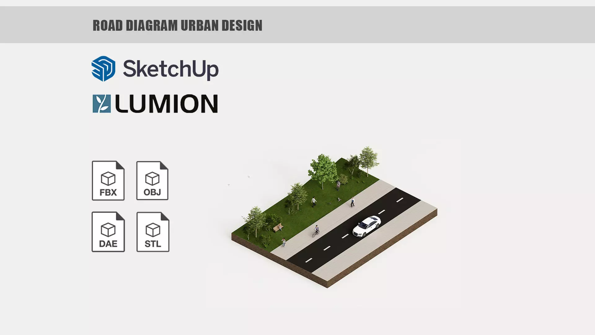 Road Diagram Urban Design animated 3D model