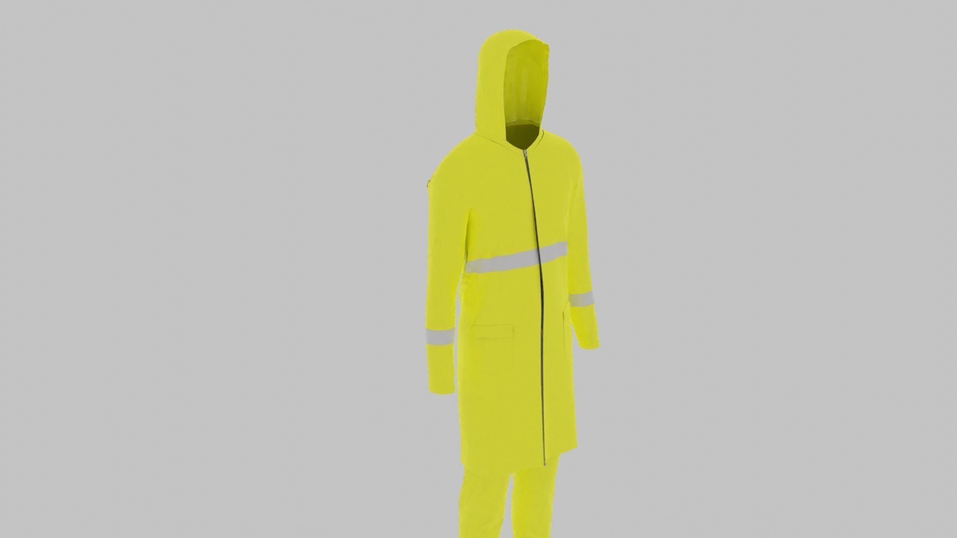 Raincoat hi vis rain jacket with hood Low-poly 3D model_1