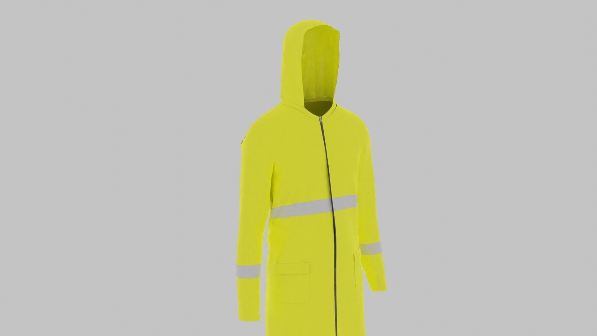 Raincoat hi vis rain jacket with hood Low-poly 3D model_6