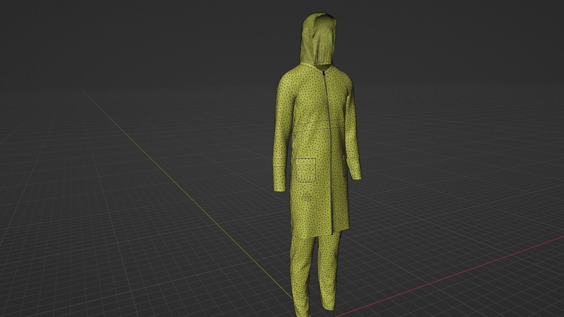 Raincoat hi vis rain jacket with hood Low-poly 3D model_9