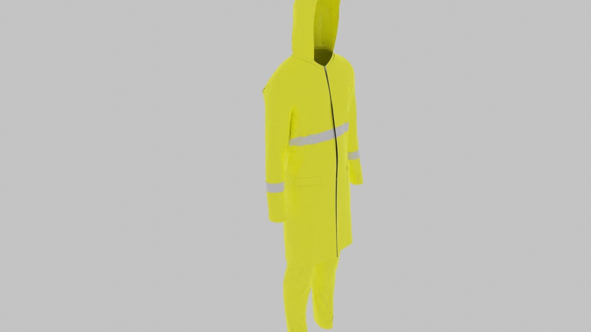 Raincoat hi vis rain jacket with hood Low-poly 3D model_8