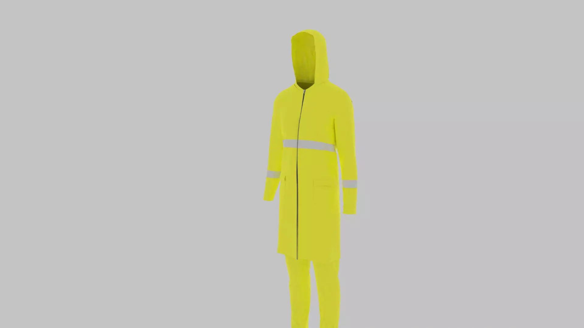Raincoat hi vis rain jacket with hood Low-poly 3D model_0