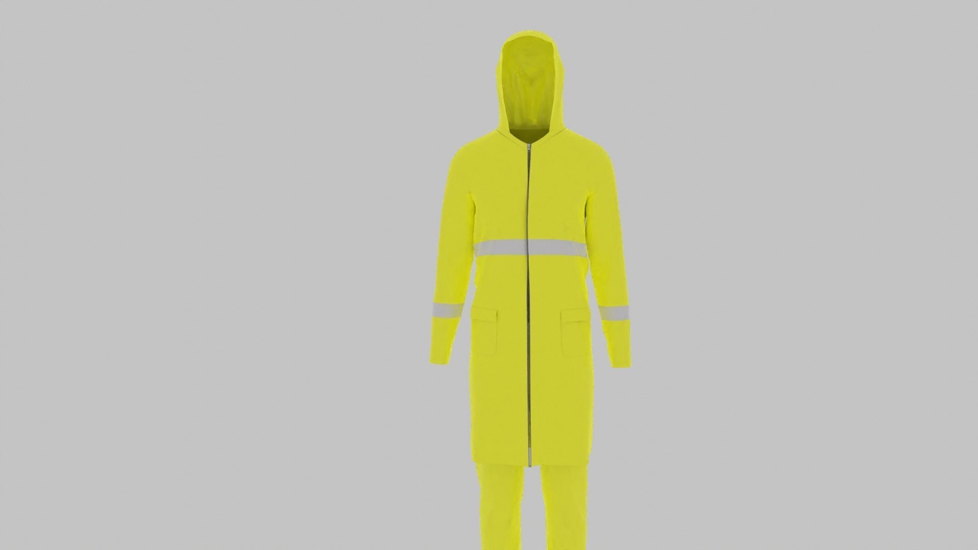 Raincoat hi vis rain jacket with hood Low-poly 3D model_3