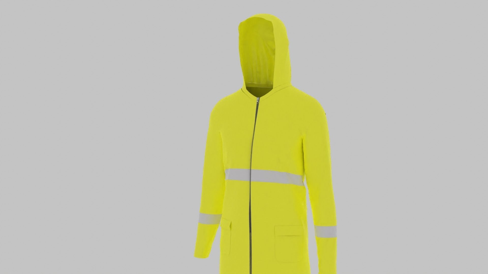 Raincoat hi vis rain jacket with hood Low-poly 3D model_2