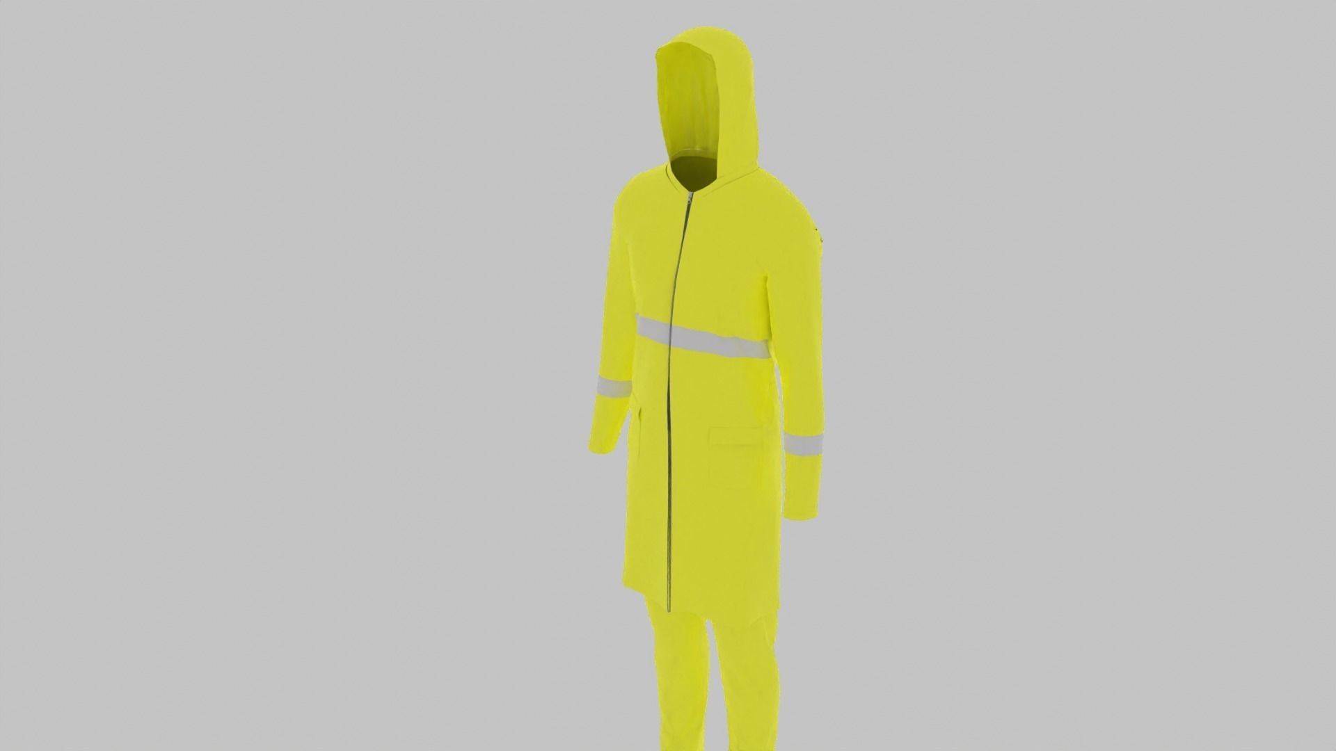 Raincoat hi vis rain jacket with hood Low-poly 3D model_4