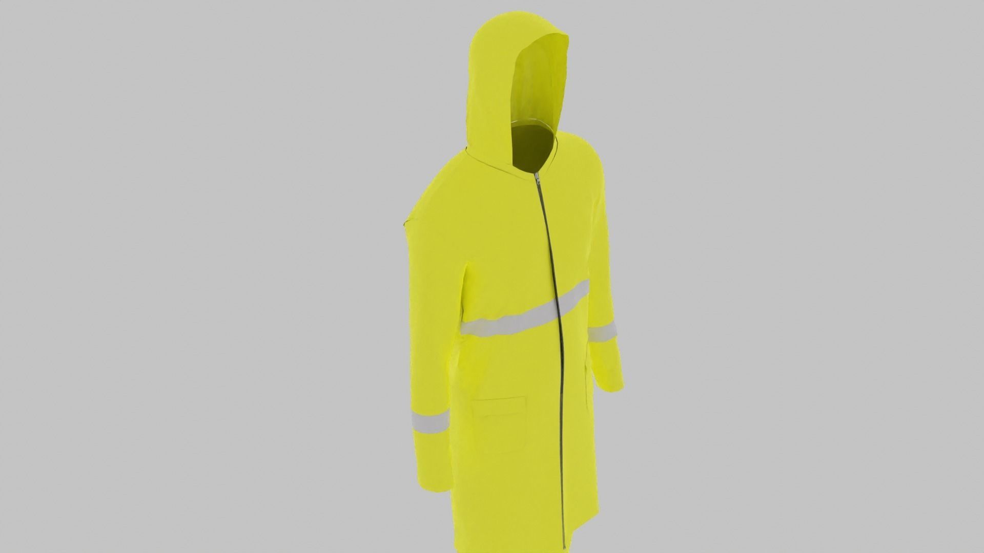Raincoat hi vis rain jacket with hood Low-poly 3D model_5