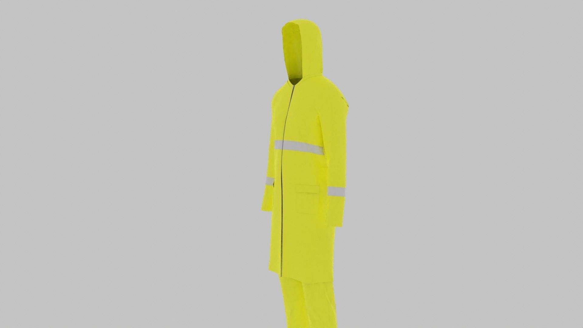 Raincoat hi vis rain jacket with hood Low-poly 3D model_7