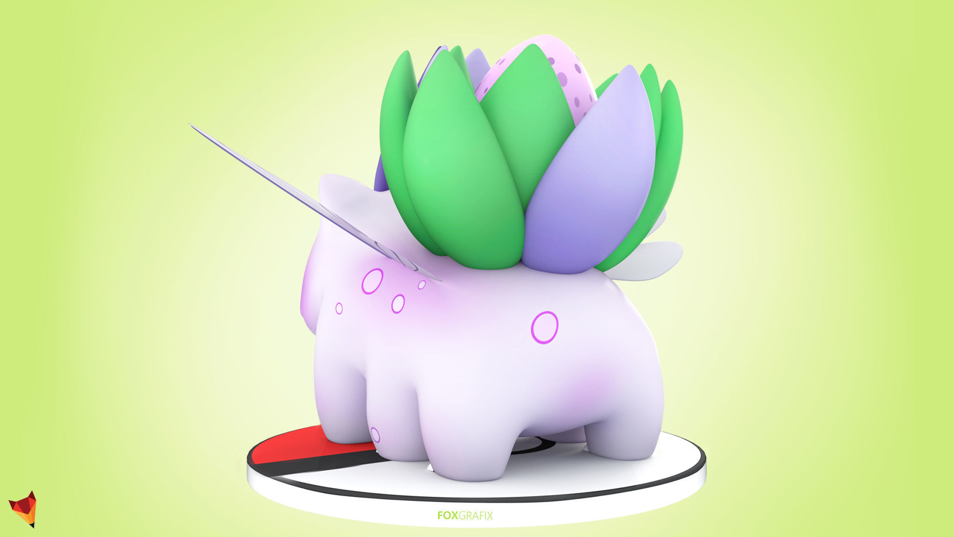 Pokemon Bulbasaur Bug Type Concept Low-poly 3D model_4