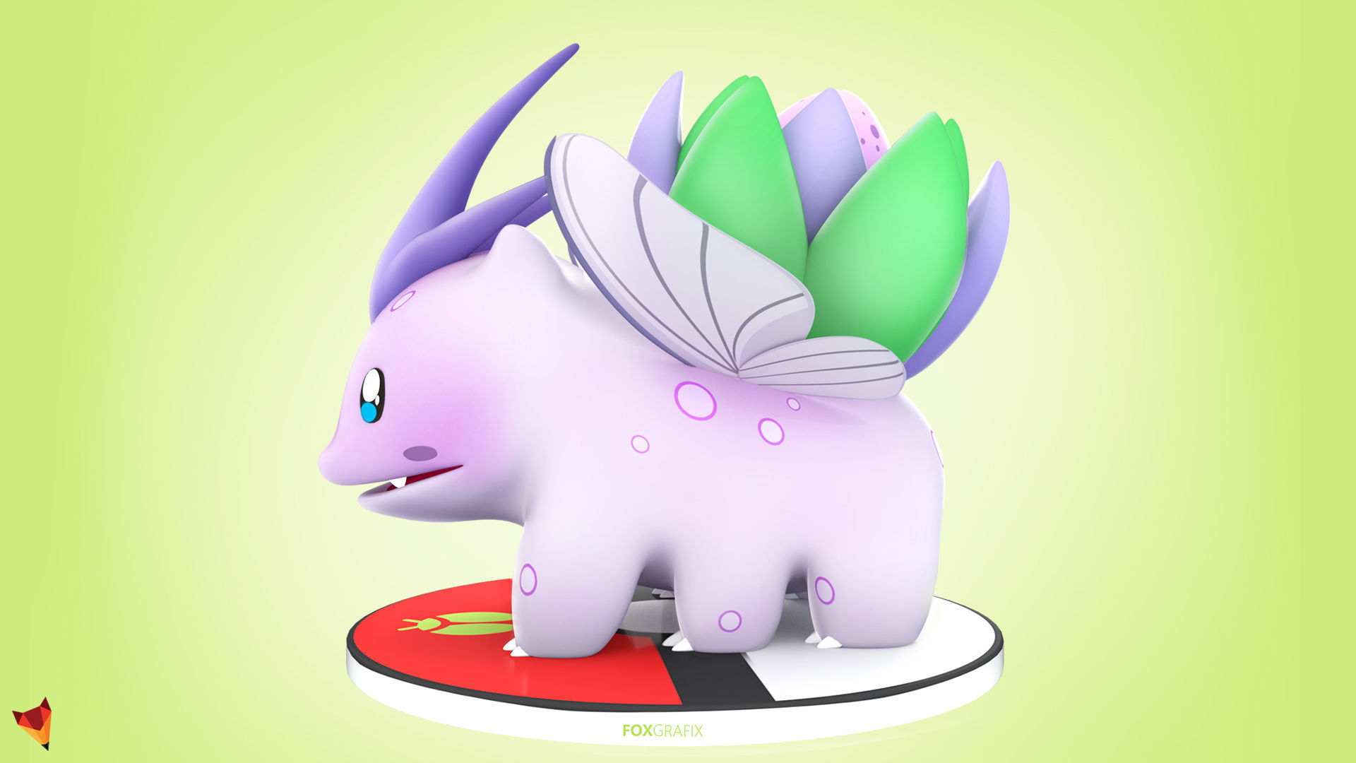 Pokemon Bulbasaur Bug Type Concept Low-poly 3D model_3