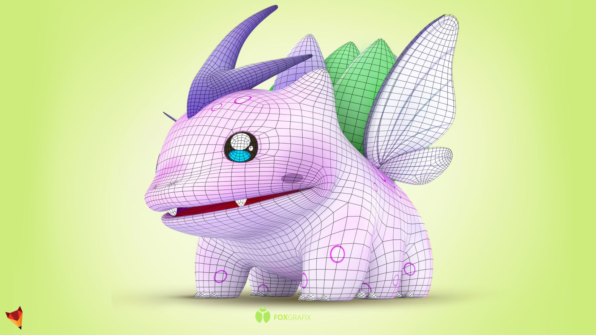 Pokemon Bulbasaur Bug Type Concept Low-poly 3D model_1