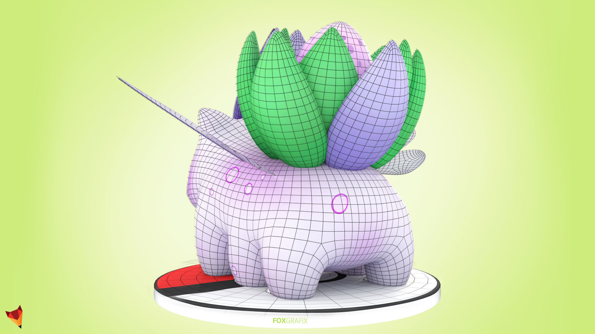 Pokemon Bulbasaur Bug Type Concept Low-poly 3D model_14
