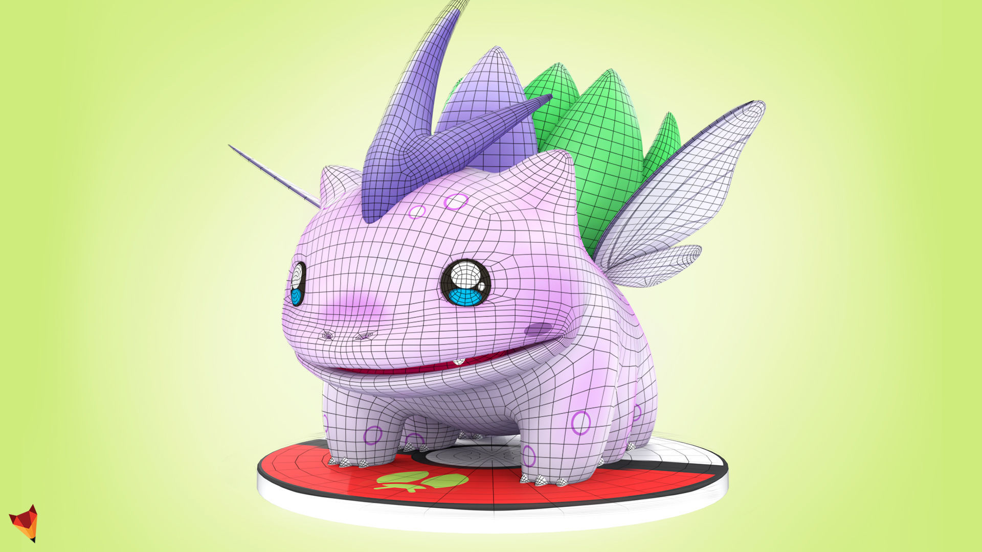 Pokemon Bulbasaur Bug Type Concept Low-poly 3D model_10