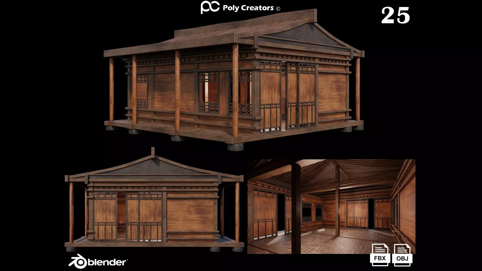 Medieval Houses 25- 4K Textures Game Ready Low-poly 3D model_0