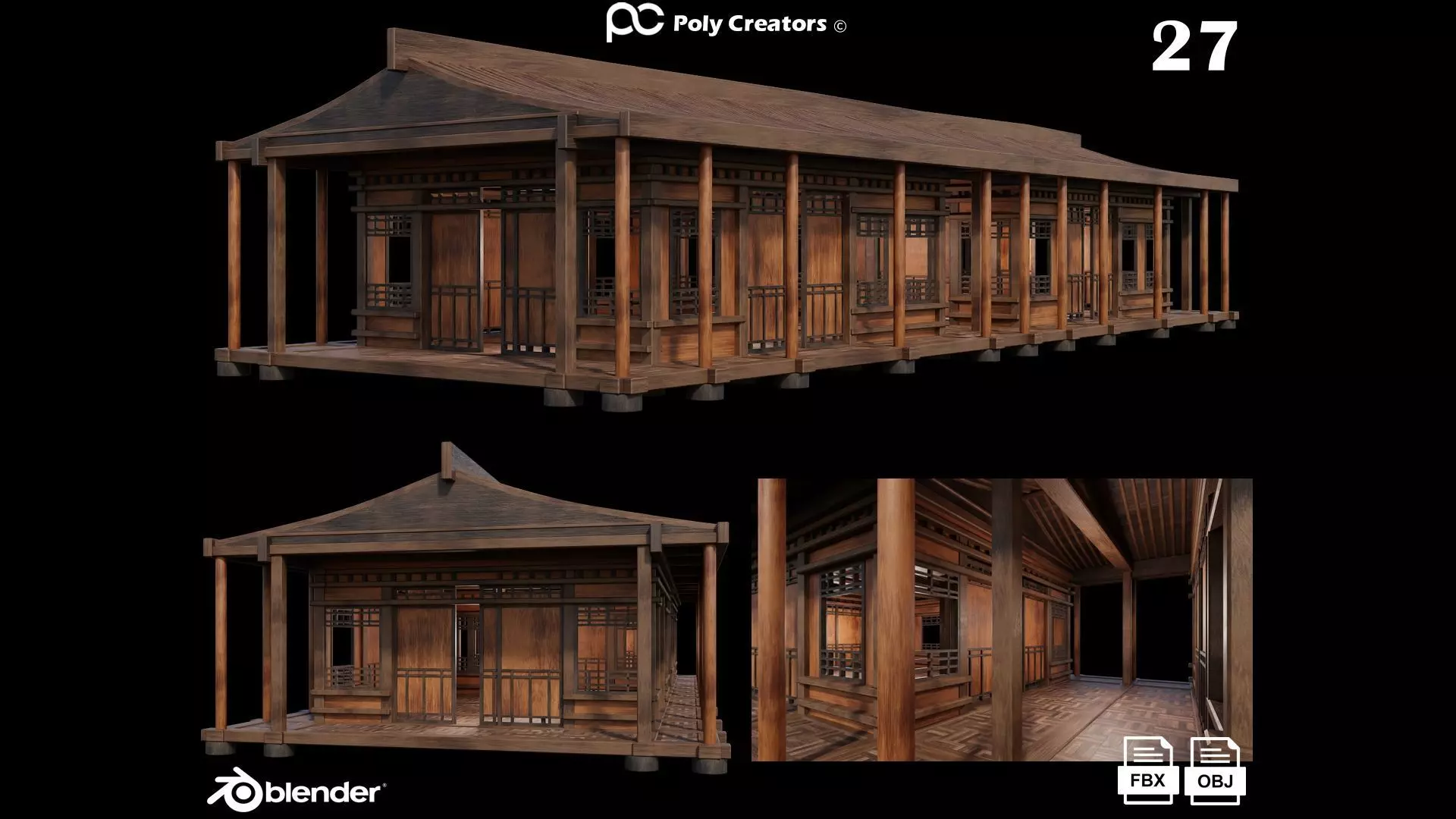 Medieval Houses 27- 4K Textures Game Ready Low-poly 3D model_0