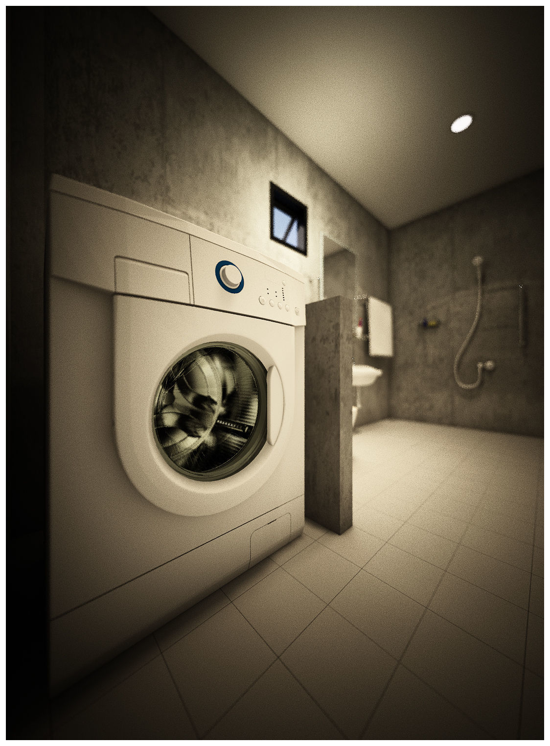 bathroom 6 with washing machine and sink 3D model_1