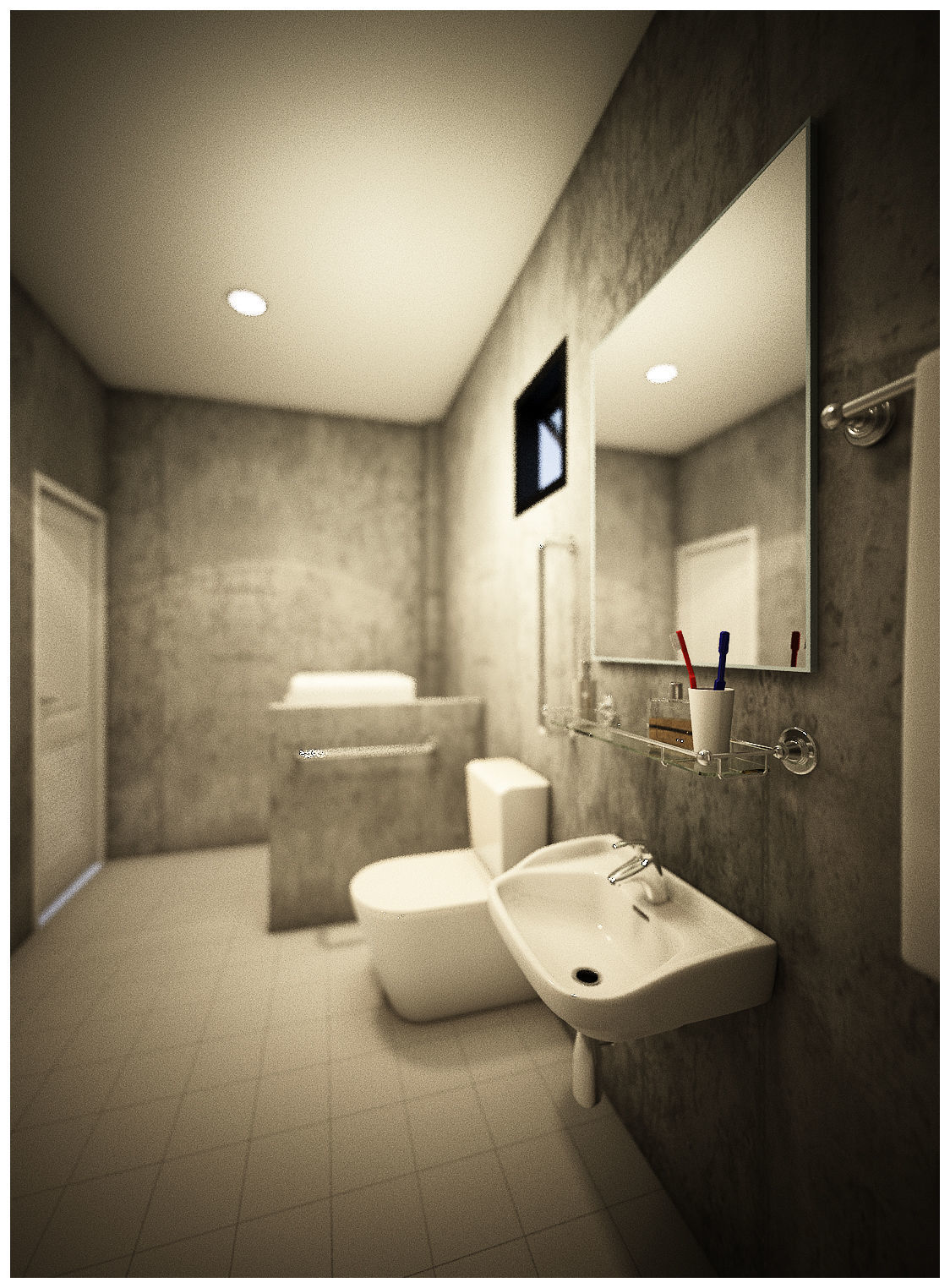 bathroom 6 with washing machine and sink 3D model_2